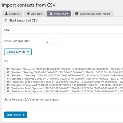 Import CSV file - add new contacts from the import CSV file