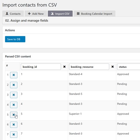 Manage the content of the CSV file - specify only the necessary fields when importing contacts by deleting certain rows or columns in the CSV file.