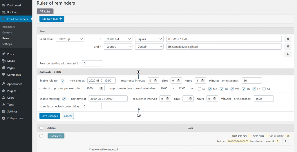 Configure CRON rules